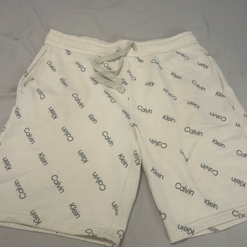 Calvin Klein White Athletic Shorts with Drawstring